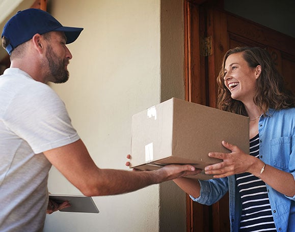 Ecommerce package being delivered to a customer